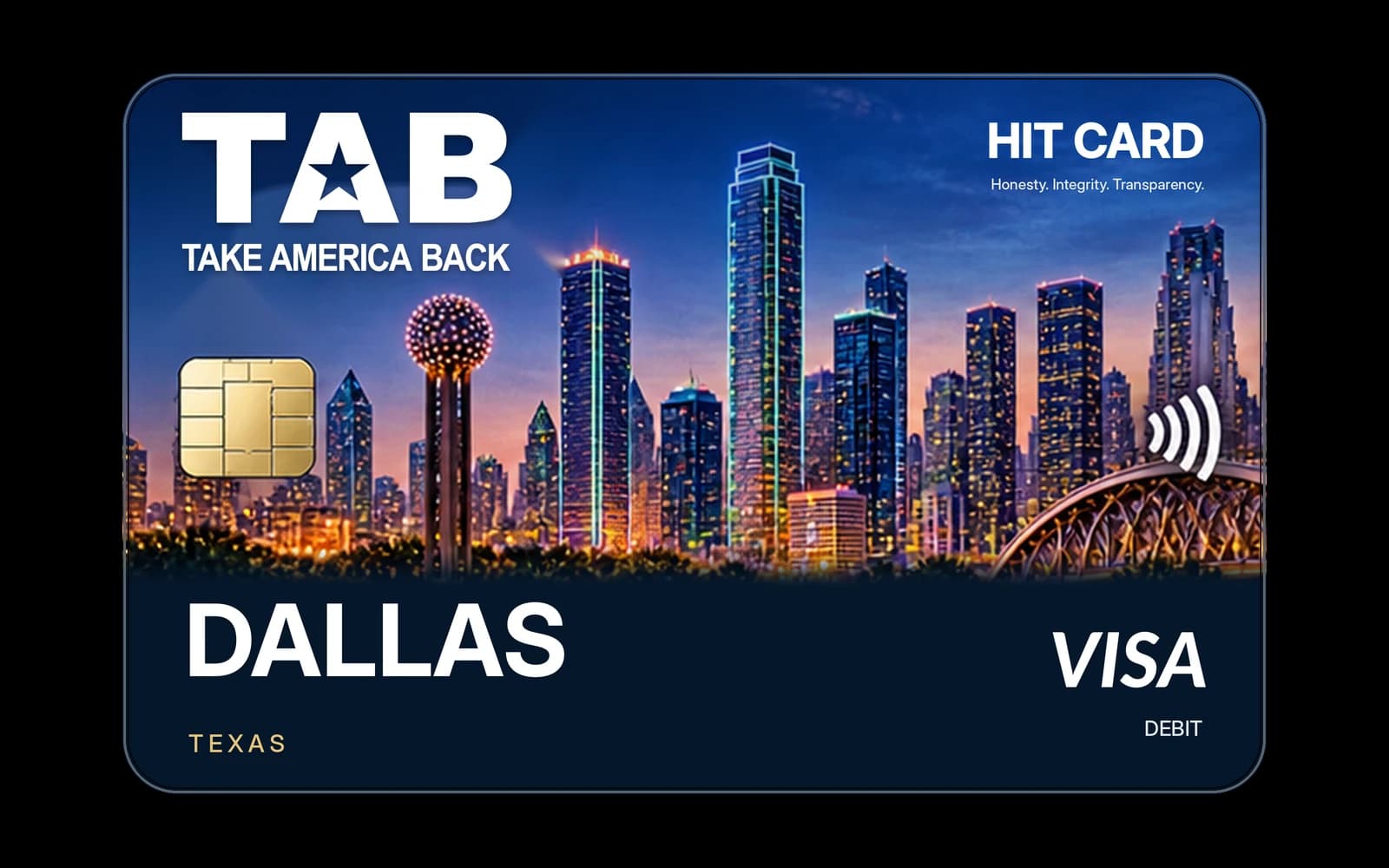 TAB HIT Card Visa debit card for Dallas, Texas
