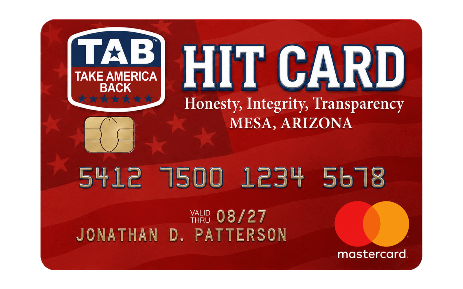 Red and orange Mesa TAB HIT Card
