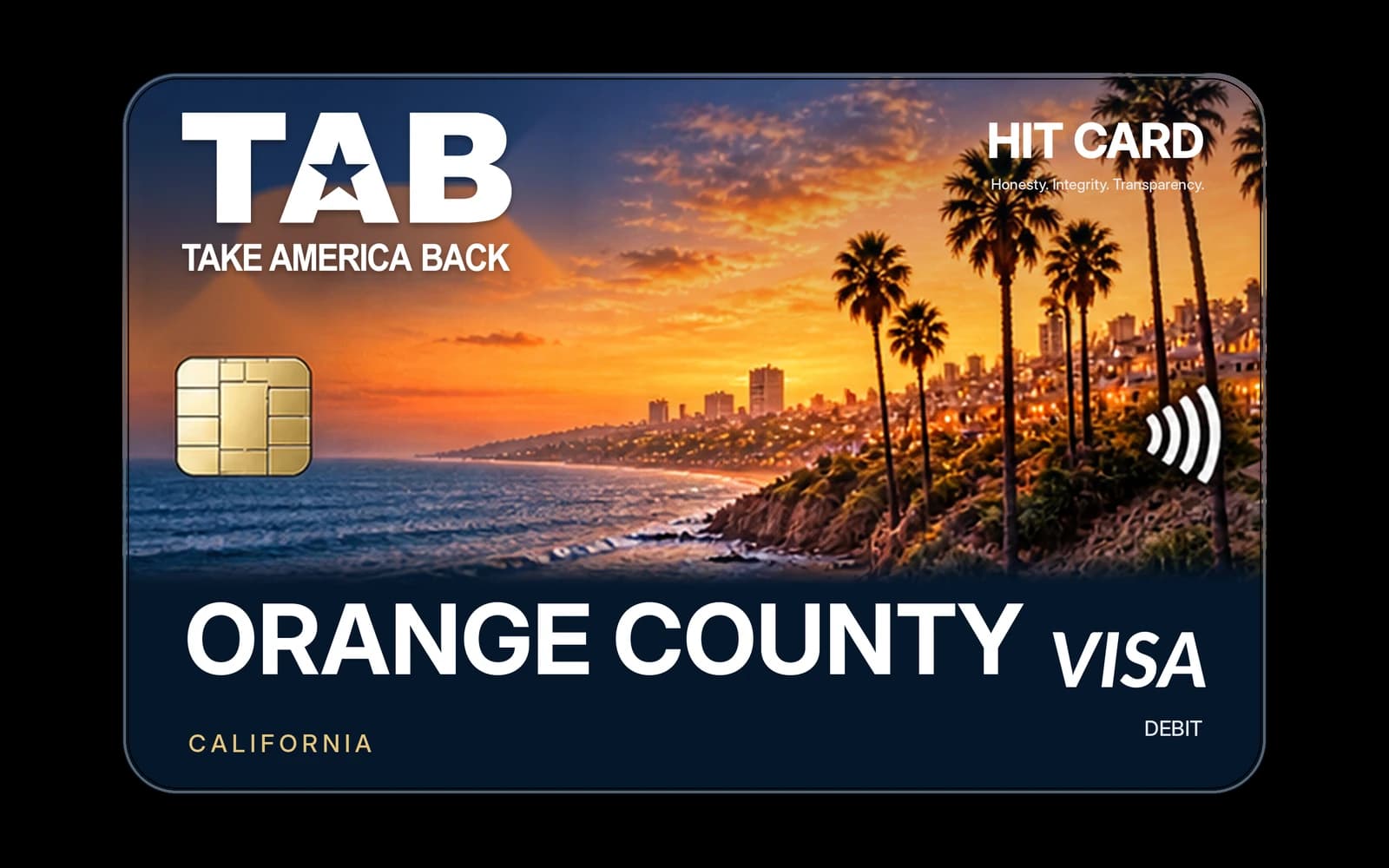 TAB HIT Card Visa debit card for Orange County, California